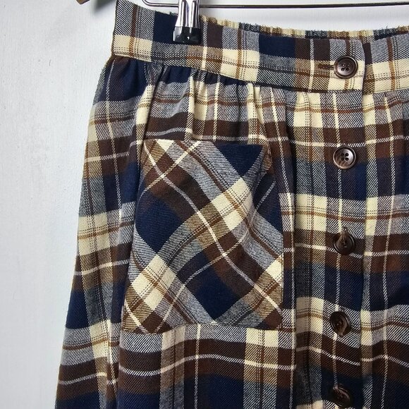 ModCloth Plaid Pocket Button Front A-Line Lined Skirt, Sz L - Picture 4 of 8